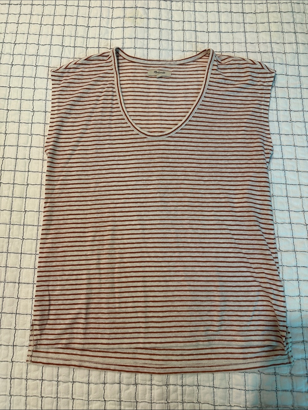 Madewell Cream Top with Brown Stripes